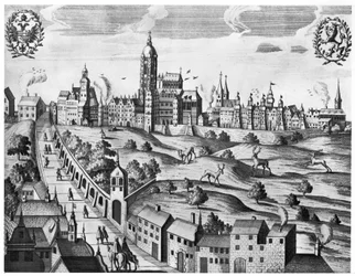Uitzicht op Praag met het Keizerlijk Paleis en het Theologisch College, c.1618