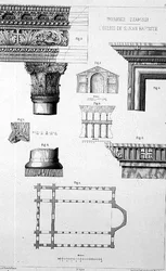 Plan en architectonische details van Imbrohor Dzamissi, de kerk van St. Johannes de Doper, uit 