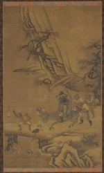 Zhong Kui en Demonen die een Brug Oversteken
