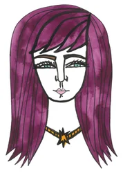 Purperhaar, 2024 (pen met verf op papier)