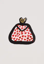 Red Spotty Purse, 2017 (rode en zwarte india-inkt met gouden viltstift op papier)