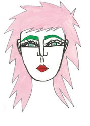 Shaggy roze haar, 2024 (pen met verf op papier)