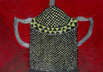 Geometrisch stilleven met theepot