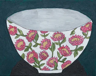 Beschilderde schaal met bloemmotief