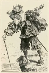 Atheïst lacht Christian en Hopeful uit De Pelgrimsreis Van Deze Wereld, Naar Die Welke Komt door John Bunyan (1628-1688) illustratie door Thomas Dalziel (1823-1906)