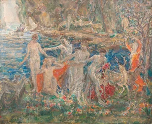 Decoratie voor de lente: De ontwakende aarde, exh. 1924 (olieverf op doek)