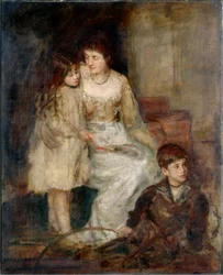 Portret van mevrouw Walker en haar kinderen (olieverf op doek)