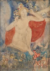 Studie voor Lentedecoratie: De ontwakende aarde, ca. 1924 (potlood en aquarel op papier)