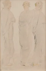 Drie Muzen, ca. 1920 (potlood en aquarel op papier)
