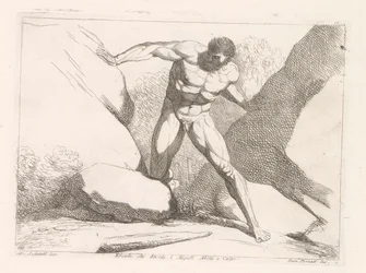 Hercules scheidt de rotsen Calpe en Abila (de pilaren van Hercules)