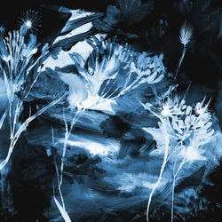 Blauw met bloemenmotief
