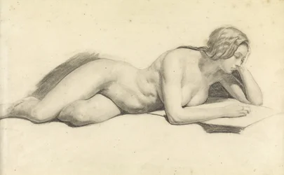 Studie van een naakte vrouw die leest