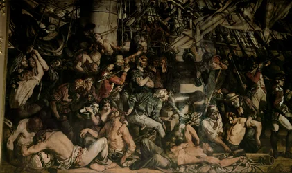 De dood van Nelson, detail van het benedendek van de Victory