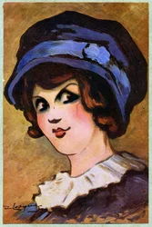 De Franse actrice Eve Lavalliere. Illustratie door Daniel de Losques in: Je Sais Tout (tijdschrift), Frankrijk, okt.