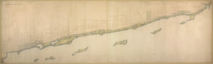 Plaat 50 B uit Plan van Chicago 1909: Lake Shore van Chicago Avenue in het zuiden tot Wilmette...