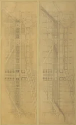 Plate 79 2 Tekeningen uit Het Plan van Chicago: Voorgestelde Locatie en Indeling