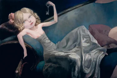 De jonge bruid en haar vrienden (detail), uit Blauwbaard door Charles Perrault (1628-1703)