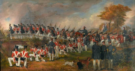 Het 6e (1e Royal Warwickshire) Regiment of Foot tijdens oefeningen in Portsmouth