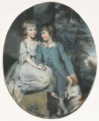 Cropley Ashley-Cooper (Later 6e Graaf van Shaftesbury) met Zijn Zus Mary Anne Ashley-Cooper, Later Lady Sturt van Crichel