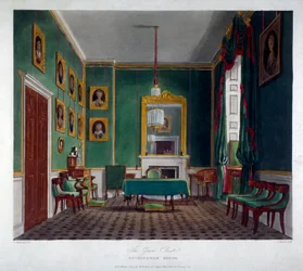 Interieur van de groene kast in Buckingham House, Westminster, Londen, 1819