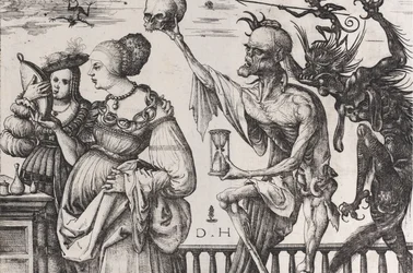 De Dood en de Duivel Verrassen Twee Vrouwen, ca. 1515