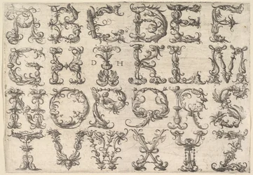 Versierd Romeins majuskule alfabet, ca. 1520
