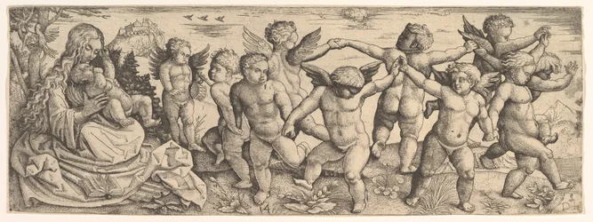 Maagd en Kind met dansende engelen in een landschap, 1530s