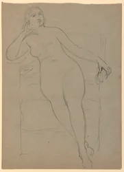 Tekening, Zittend vrouwelijk naakt, 1870-80
