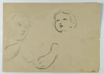 Tekening, Hoofd- en armstudies van een kind, 1840-45