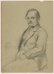 Tekening, Zittende man, ca. 1860