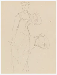 Tekening, Schets voor een portret van Bella Worsham, 1878