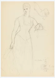 Tekening, Schets voor een portret van Bella Worsham, 1878