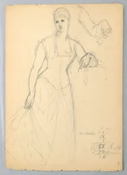 Tekening, Schets voor een portret van Bella Worsham, 1878