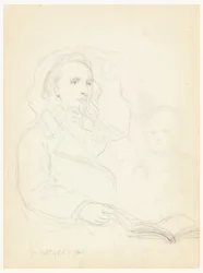Tekening, Schetsen voor "Les van Liefde" en portret van Peter Richards, Jr., 1849