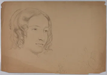 Tekening, Schetsen van vrouwenhoofden, jaren 1840