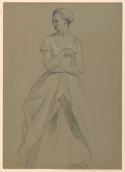 Tekening, Studie voor "Martha Washington Receptie", 1860