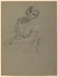Tekening, Studie voor "Martha Washington Receptie", 1860