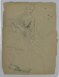 Tekening, Studie voor "Martha Washington Receptie", 1869
