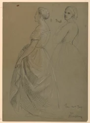 Tekening, Studie voor "De receptie van Martha Washington", 1860
