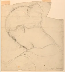 Tekening, Studie voor "Romeins meisje", Hoofd van een vrouw, 1841