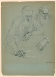 Tekening, Twee studies van Daniel Hun, 1881