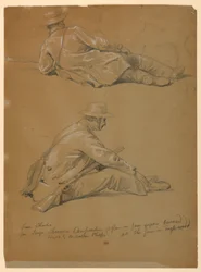 Tekening, Twee studies van de kunstenaar, 1864