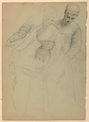 Tekening, Staande vrouw, Apart, 1860