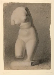 Vrouwelijke torso van een gipsafgietsel