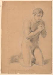 Naakte mannelijke figuur, studie voor "Communion of the Sick"
