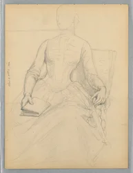 Schets van zittende vrouw