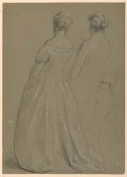 Studies van staande vrouw voor "The Republican Court" (Lady Washington