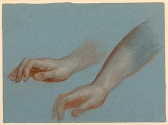 Studie van de hand van een engel voor "Mercy