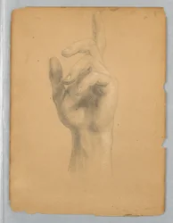 Studie van de hand van een engel voor "Mercy