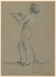 Studie van een jongen die een schaal vasthoudt voor "The Republican Court" (Lady Washington